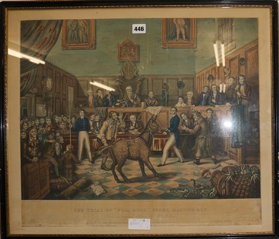 The trial of Bill Burn under Martins Act, coloured aquatint, 52 x 56cm